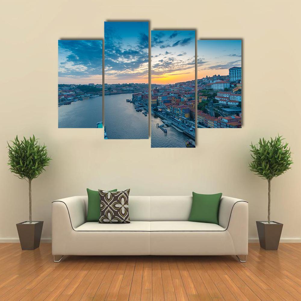 Sunset On The Douro River Canvas Wall Art-4 Pop-Gallery Wrap-50" x 32"-Tiaracle