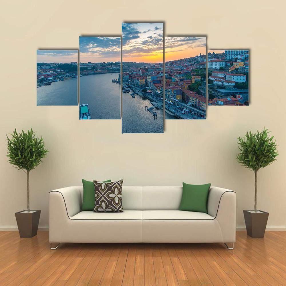 Sunset On The Douro River Canvas Wall Art-5 Star-Gallery Wrap-62" x 32"-Tiaracle