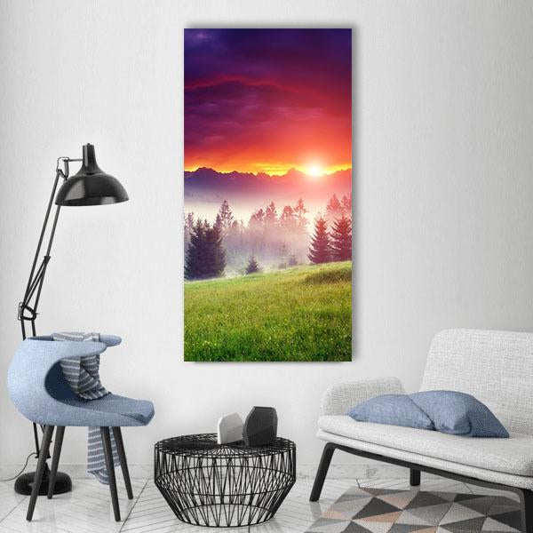 Sunset On The Hilly Place Vertical Canvas Wall Art-1 Vertical-Gallery Wrap-12" x 24"-Tiaracle