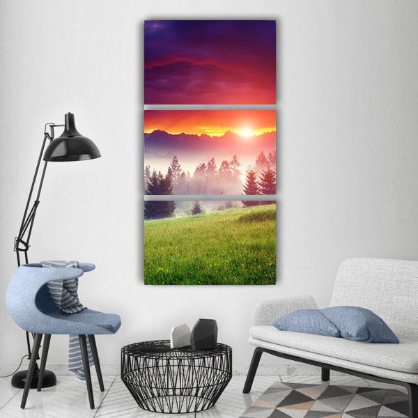 Sunset On The Hilly Place Vertical Canvas Wall Art-1 Vertical-Gallery Wrap-12" x 24"-Tiaracle