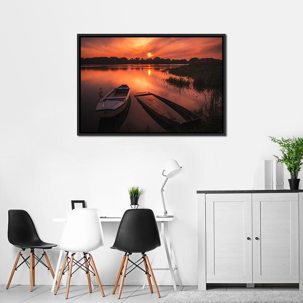 Sunset On The River Canvas Wall Art-3 Horizontal-Gallery Wrap-25" x 16"-Tiaracle