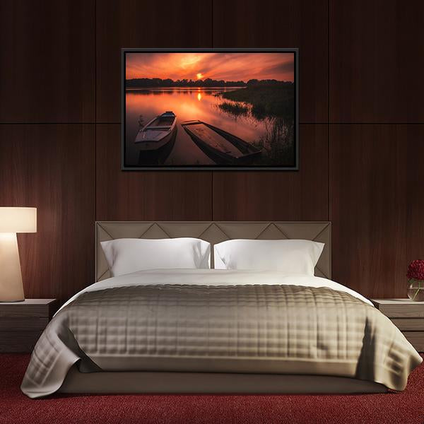 Sunset On The River Canvas Wall Art-3 Horizontal-Gallery Wrap-25" x 16"-Tiaracle