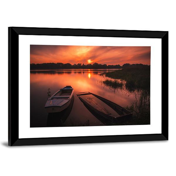Sunset On The River Canvas Wall Art-3 Horizontal-Gallery Wrap-25" x 16"-Tiaracle