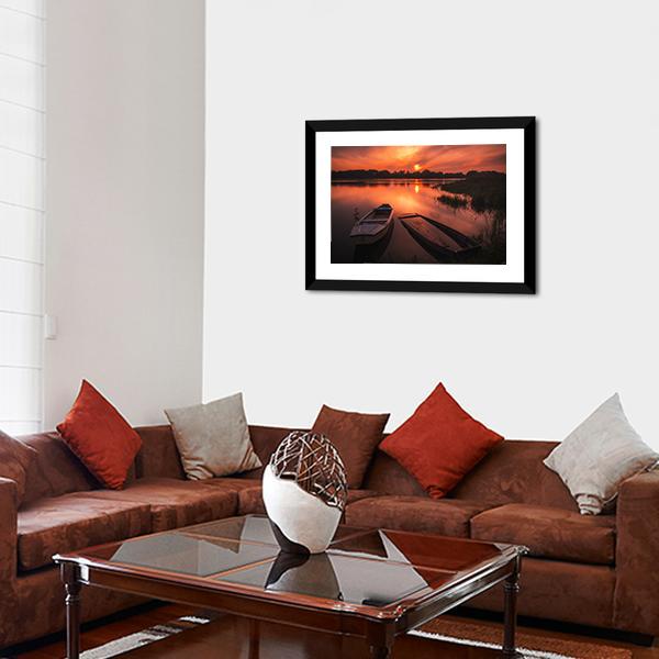 Sunset On The River Canvas Wall Art-3 Horizontal-Gallery Wrap-25" x 16"-Tiaracle