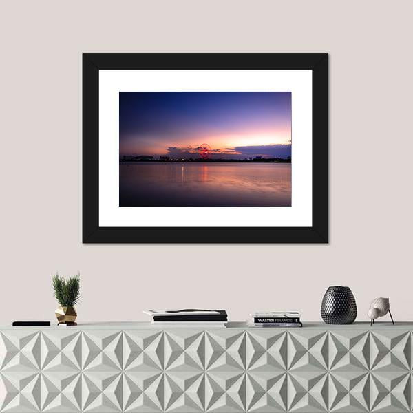 Sunset On The River Han Canvas Wall Art-1 Piece-Framed Print-20" x 16"-Tiaracle