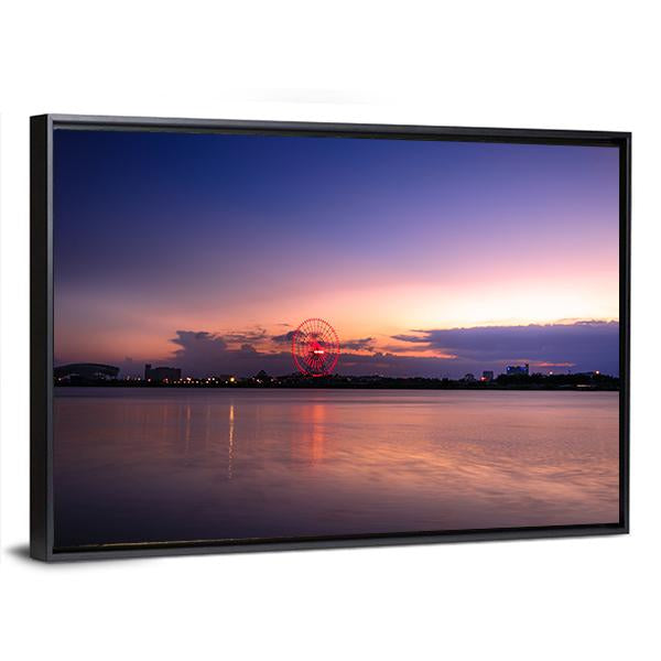 Sunset On The River Han Canvas Wall Art-3 Horizontal-Gallery Wrap-25" x 16"-Tiaracle