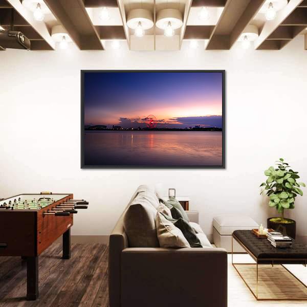 Sunset On The River Han Canvas Wall Art-3 Horizontal-Gallery Wrap-25" x 16"-Tiaracle