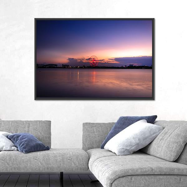 Sunset On The River Han Canvas Wall Art-3 Horizontal-Gallery Wrap-25" x 16"-Tiaracle