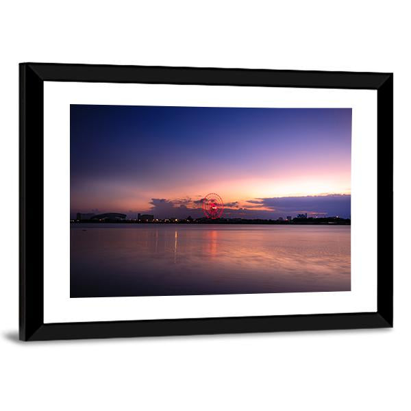 Sunset On The River Han Canvas Wall Art-3 Horizontal-Gallery Wrap-25" x 16"-Tiaracle