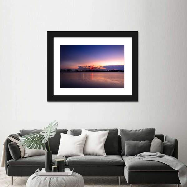 Sunset On The River Han Canvas Wall Art-3 Horizontal-Gallery Wrap-25" x 16"-Tiaracle
