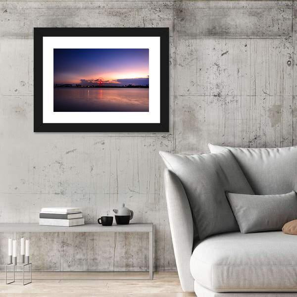 Sunset On The River Han Canvas Wall Art-3 Horizontal-Gallery Wrap-25" x 16"-Tiaracle