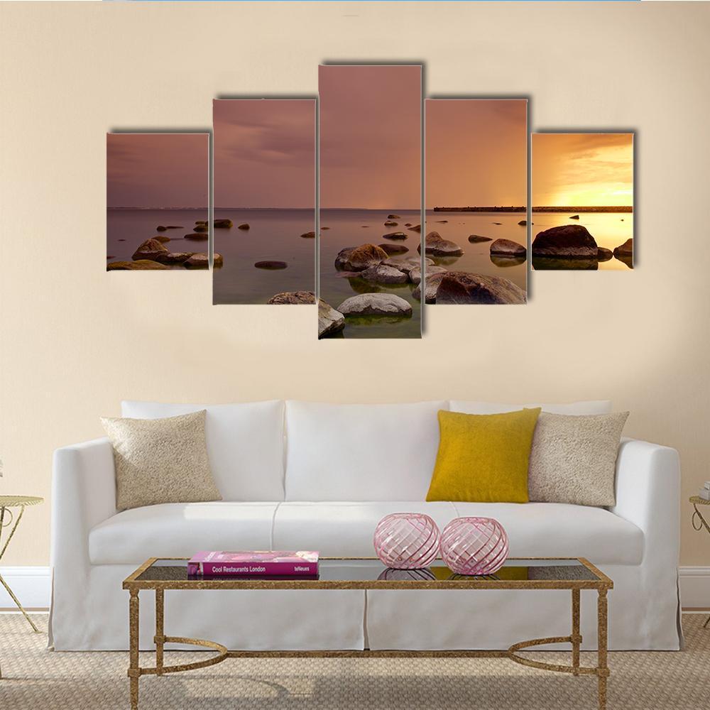 Baltic Sea In Tallinn Canvas Wall Art-5 Star-Gallery Wrap-62" x 32"-Tiaracle