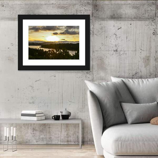Sunset On The Xuan Huong Lake In Vietnam Panoramic Canvas Wall Art-1 Piece-36" x 12"-Tiaracle