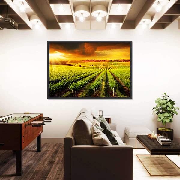 Sunset Over A Barossa Vineyard Canvas Wall Art-3 Horizontal-Gallery Wrap-25" x 16"-Tiaracle