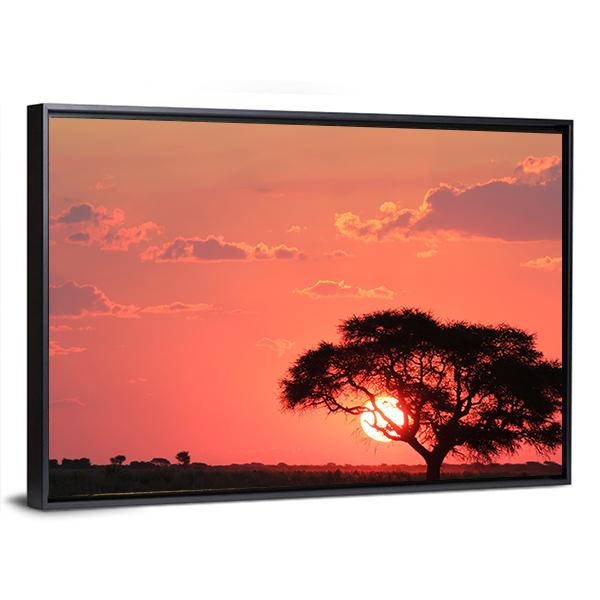 Sunset Over Africa Canvas Wall Art-3 Horizontal-Gallery Wrap-25" x 16"-Tiaracle