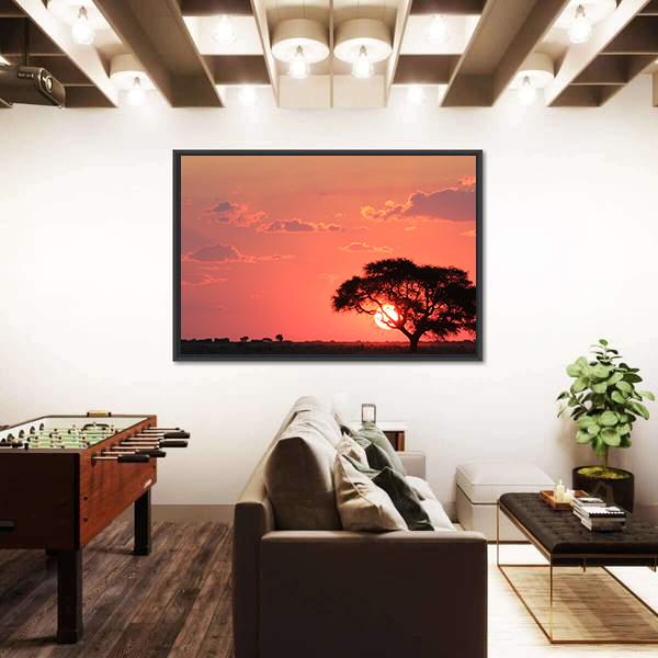 Sunset Over Africa Canvas Wall Art-3 Horizontal-Gallery Wrap-25" x 16"-Tiaracle