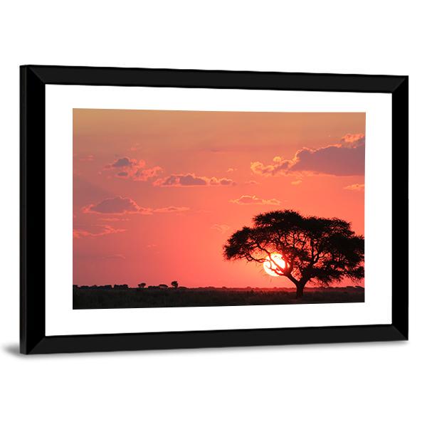 Sunset Over Africa Canvas Wall Art-3 Horizontal-Gallery Wrap-25" x 16"-Tiaracle