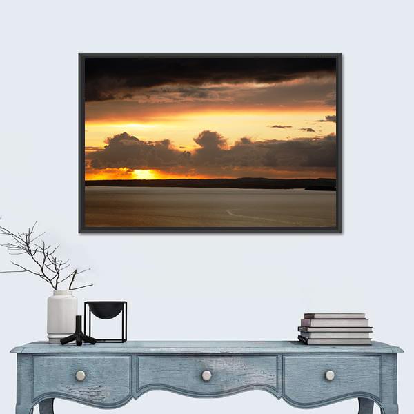 Sunset Over Anglesey Canvas Wall Art-1 Piece-Floating Frame-24" x 16"-Tiaracle