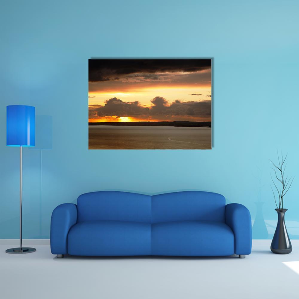 Sunset Over Anglesey Canvas Wall Art-1 Piece-Gallery Wrap-48" x 32"-Tiaracle