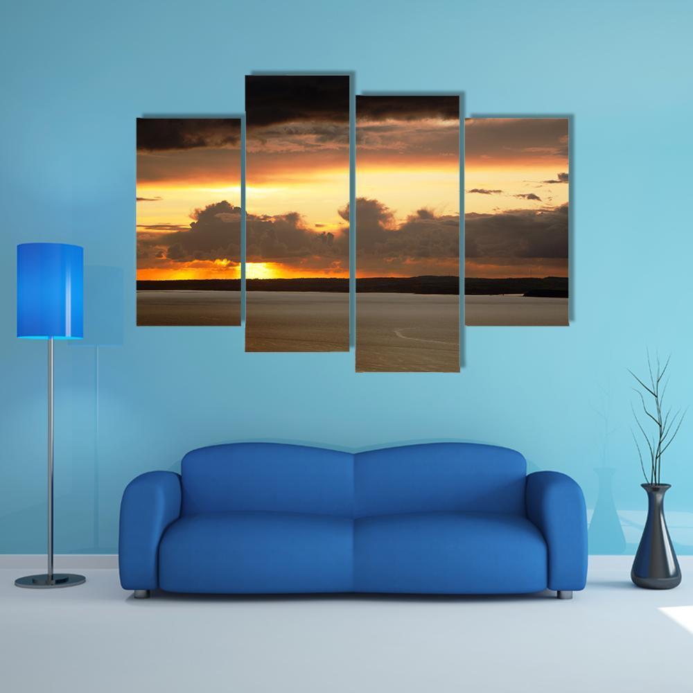 Sunset Over Anglesey Canvas Wall Art-4 Pop-Gallery Wrap-50" x 32"-Tiaracle