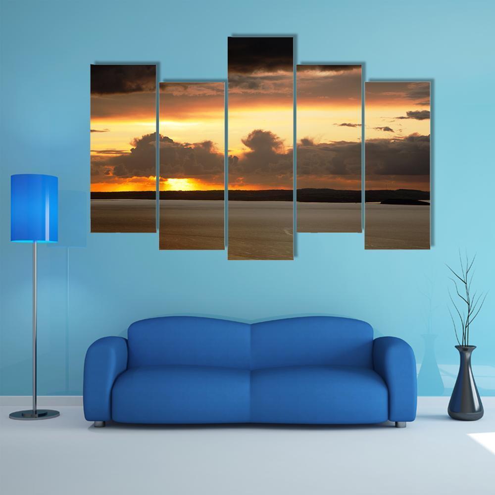 Sunset Over Anglesey Canvas Wall Art-5 Pop-Gallery Wrap-47" x 32"-Tiaracle