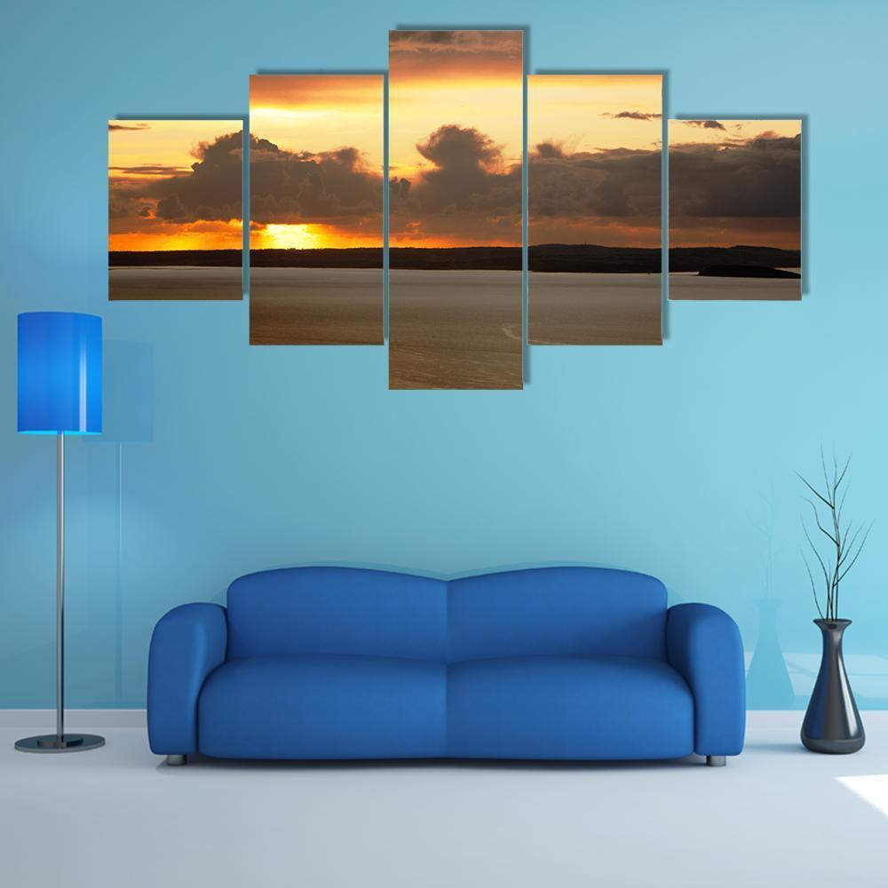Sunset Over Anglesey Canvas Wall Art-3 Horizontal-Gallery Wrap-37" x 24"-Tiaracle