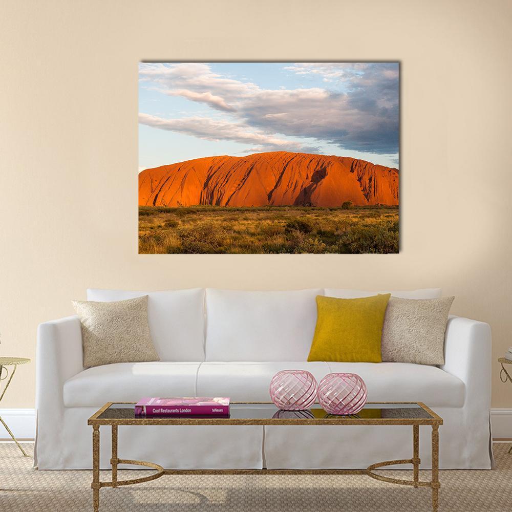 Sunset Over Ayers Rock In Australia Canvas Wall Art-1 Piece-Gallery Wrap-36" x 24"-Tiaracle