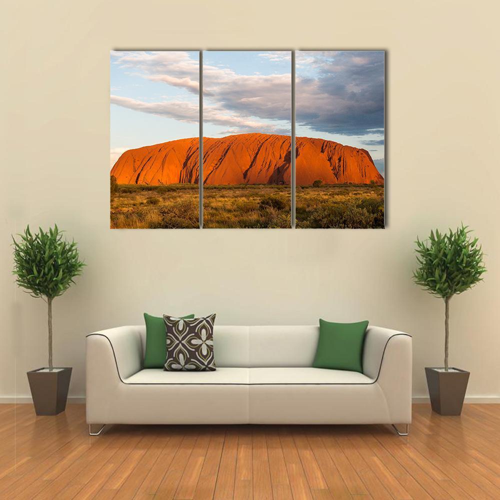 Sunset Over Ayers Rock In Australia Canvas Wall Art-1 Piece-Gallery Wrap-36" x 24"-Tiaracle