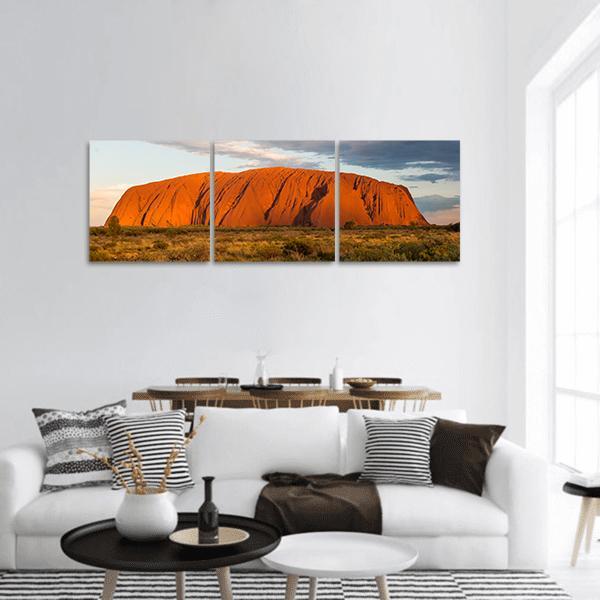 Sunset Over Ayers Rock In Australia Panoramic Canvas Wall Art-1 Piece-36" x 12"-Tiaracle