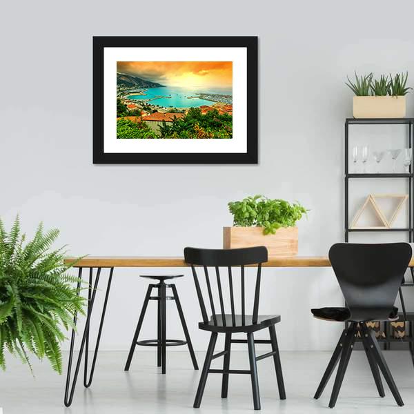 Sunset Over Azur Coast Canvas Wall Art-3 Horizontal-Gallery Wrap-25" x 16"-Tiaracle