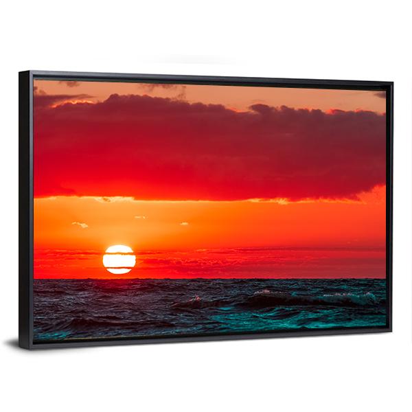 Sunset Over Baltic Sea Canvas Wall Art-3 Horizontal-Gallery Wrap-25" x 16"-Tiaracle