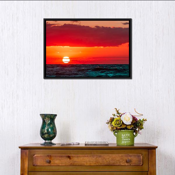 Sunset Over Baltic Sea Canvas Wall Art-3 Horizontal-Gallery Wrap-25" x 16"-Tiaracle