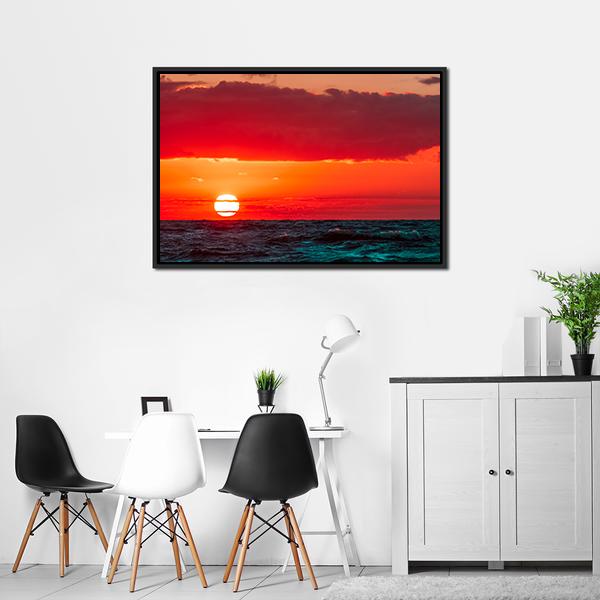 Sunset Over Baltic Sea Canvas Wall Art-3 Horizontal-Gallery Wrap-25" x 16"-Tiaracle