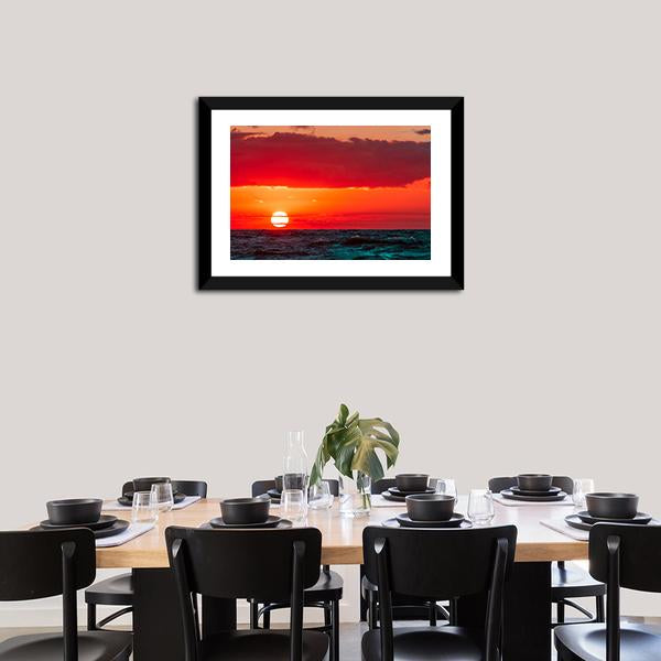 Sunset Over Baltic Sea Canvas Wall Art-1 Piece-Framed Print-20" x 16"-Tiaracle