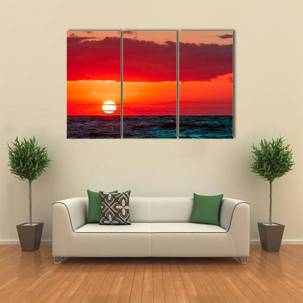 Sunset Over Baltic Sea Canvas Wall Art-3 Horizontal-Gallery Wrap-37" x 24"-Tiaracle