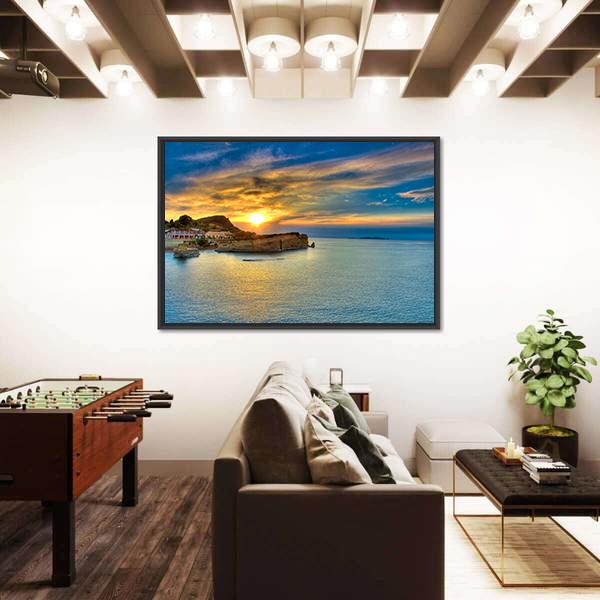 Sunset Over Corfu Island Canvas Wall Art-3 Horizontal-Gallery Wrap-25" x 16"-Tiaracle