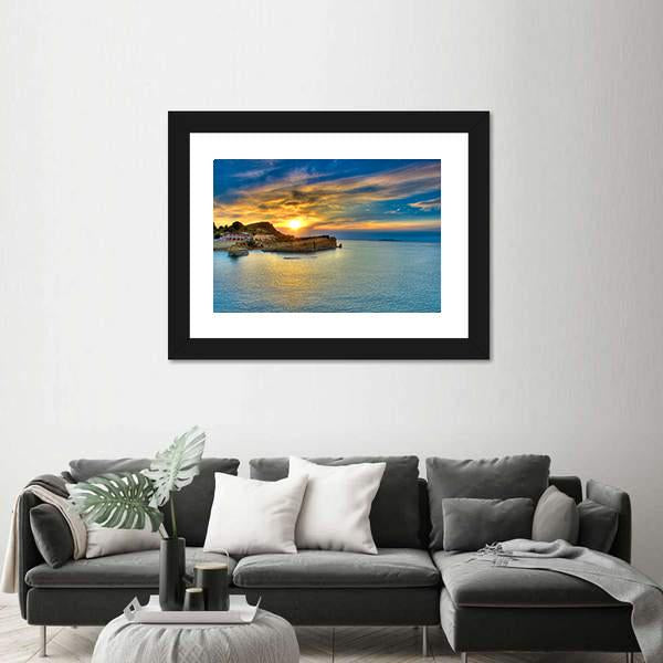 Sunset Over Corfu Island Canvas Wall Art-3 Horizontal-Gallery Wrap-25" x 16"-Tiaracle