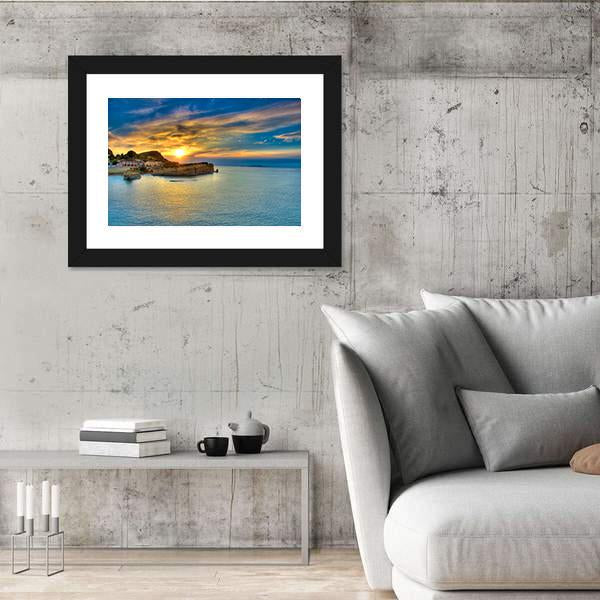Sunset Over Corfu Island Canvas Wall Art-3 Horizontal-Gallery Wrap-25" x 16"-Tiaracle