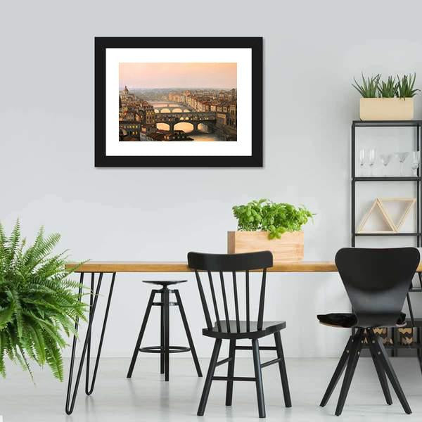 Sunset Over Florence Canvas Wall Art-3 Horizontal-Gallery Wrap-25" x 16"-Tiaracle