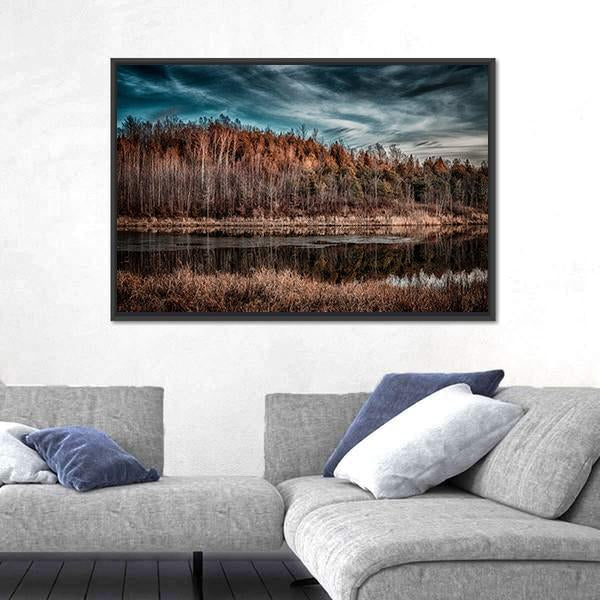 Sunset Over Forest Landscape Panoramic Canvas Wall Art-1 Piece-36&quot; x 12&quot;-Tiaracle