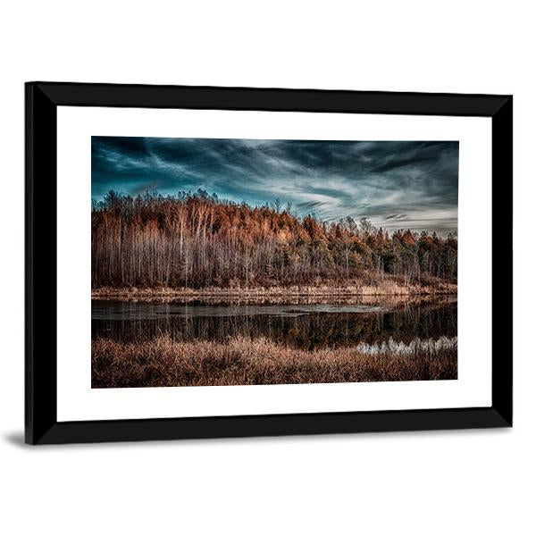 Sunset Over Forest Landscape Panoramic Canvas Wall Art-1 Piece-36&quot; x 12&quot;-Tiaracle
