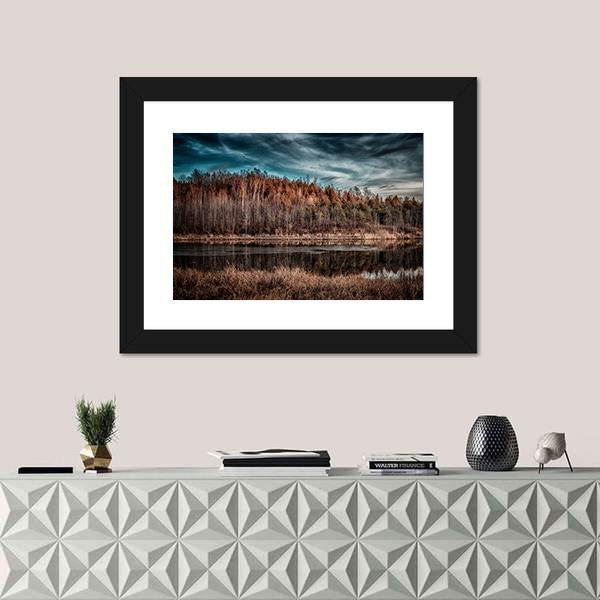 Sunset Over Forest Landscape Panoramic Canvas Wall Art-1 Piece-36&quot; x 12&quot;-Tiaracle