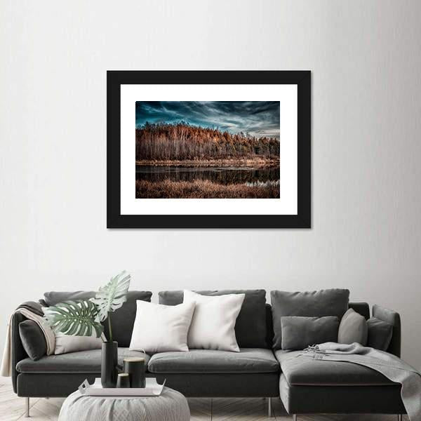 Sunset Over Forest Landscape Panoramic Canvas Wall Art-1 Piece-36&quot; x 12&quot;-Tiaracle