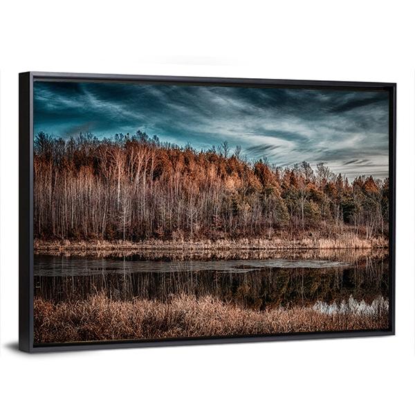 Sunset Over Forest Landscape Panoramic Canvas Wall Art-1 Piece-36&quot; x 12&quot;-Tiaracle