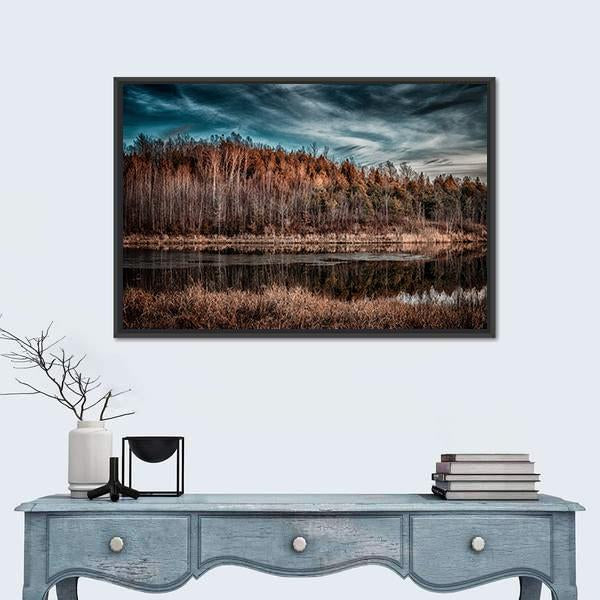 Sunset Over Forest Landscape Panoramic Canvas Wall Art-1 Piece-36&quot; x 12&quot;-Tiaracle