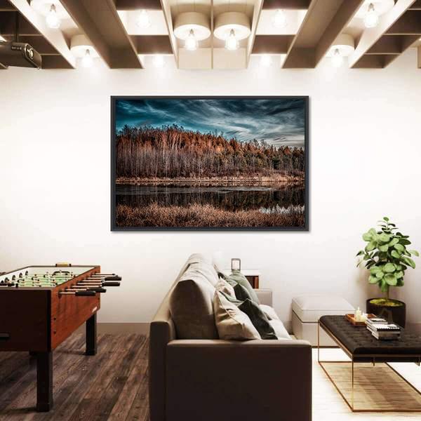 Sunset Over Forest Landscape Panoramic Canvas Wall Art-1 Piece-36&quot; x 12&quot;-Tiaracle