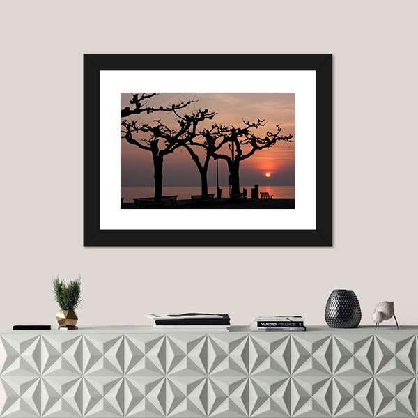 Sunset Over Garda Lake Canvas Wall Art-1 Piece-Framed Print-20" x 16"-Tiaracle