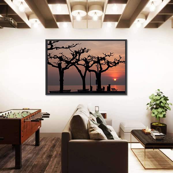 Sunset Over Garda Lake Canvas Wall Art-3 Horizontal-Gallery Wrap-25" x 16"-Tiaracle