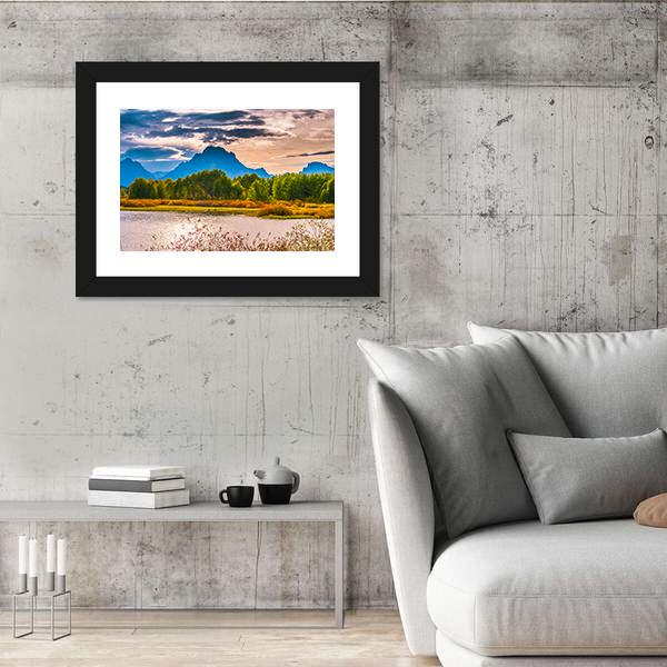 Sunset Over Grand Tetons Canvas Wall Art-3 Horizontal-Gallery Wrap-25" x 16"-Tiaracle
