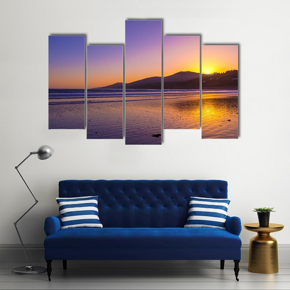 Sunset Over Inch Beach On Dingle Peninsula Canvas Wall Art-5 Pop-Gallery Wrap-47" x 32"-Tiaracle